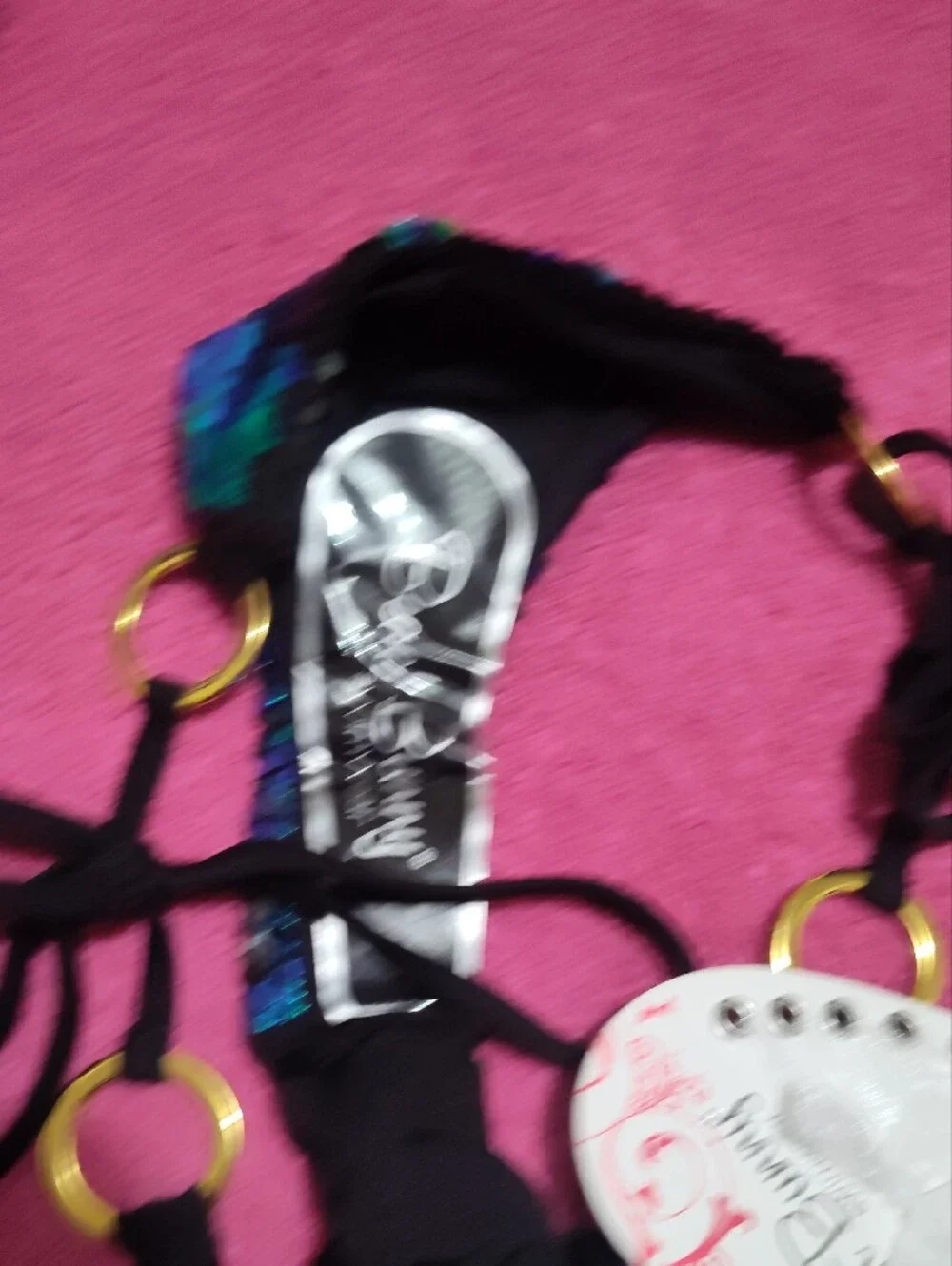 Beach Bunny Black Bikini Bottom with Blue-Green Iridescent Sequins